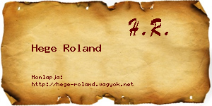 Hege Roland névjegykártya